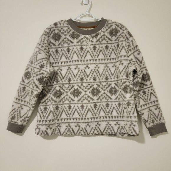 UGG Koolaburra Womens Sherpa Sweatshirt Gray White Scandinavian Pattern Size M - Picture 2 of 8